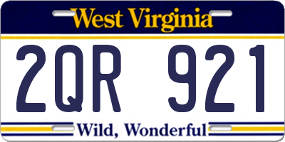 WV license plate 2QR921