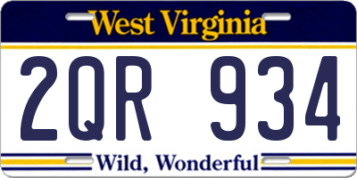 WV license plate 2QR934
