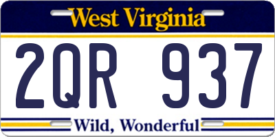 WV license plate 2QR937