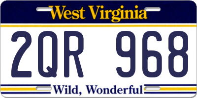 WV license plate 2QR968