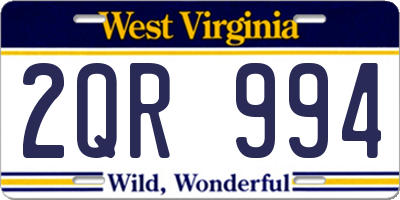 WV license plate 2QR994