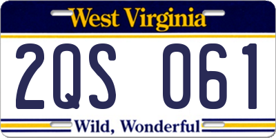 WV license plate 2QS061