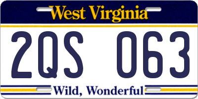 WV license plate 2QS063