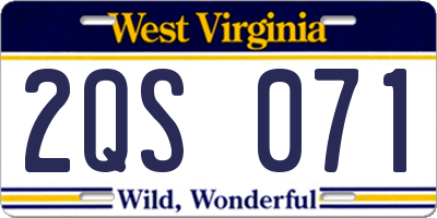 WV license plate 2QS071