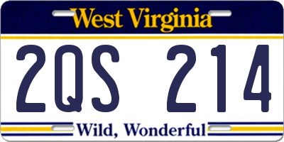 WV license plate 2QS214