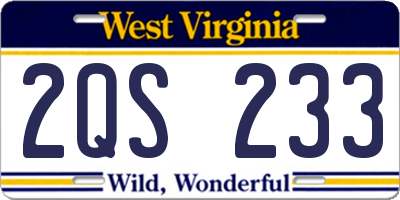 WV license plate 2QS233