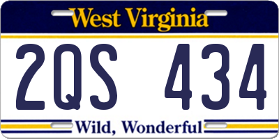 WV license plate 2QS434
