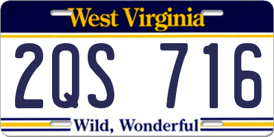 WV license plate 2QS716