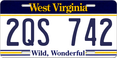 WV license plate 2QS742