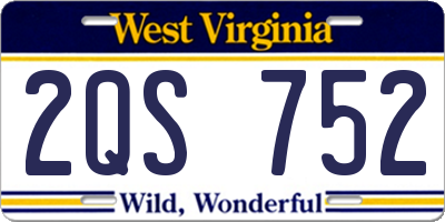 WV license plate 2QS752