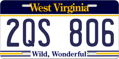 WV license plate 2QS806