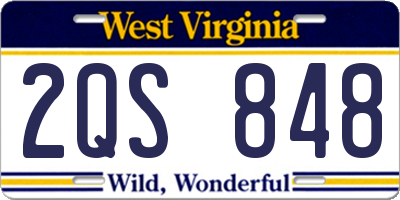 WV license plate 2QS848