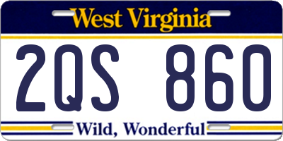 WV license plate 2QS860