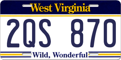 WV license plate 2QS870