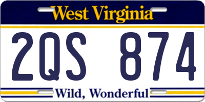 WV license plate 2QS874