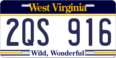 WV license plate 2QS916
