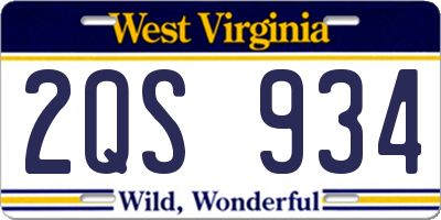 WV license plate 2QS934