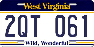 WV license plate 2QT061