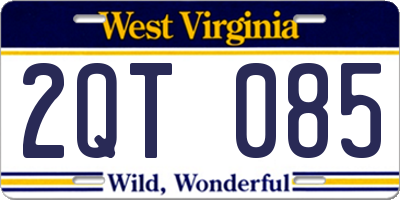 WV license plate 2QT085