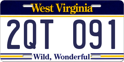 WV license plate 2QT091