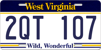 WV license plate 2QT107