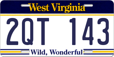 WV license plate 2QT143