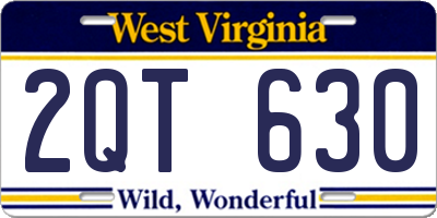 WV license plate 2QT630