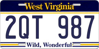 WV license plate 2QT987