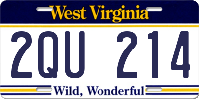 WV license plate 2QU214