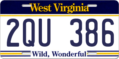 WV license plate 2QU386