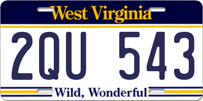 WV license plate 2QU543