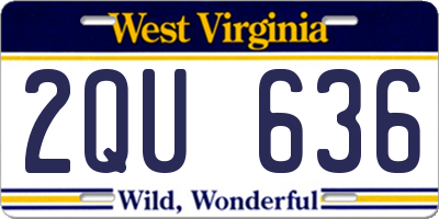 WV license plate 2QU636