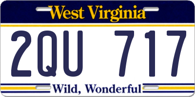 WV license plate 2QU717
