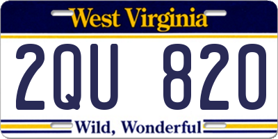 WV license plate 2QU820
