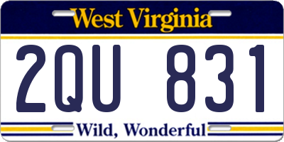 WV license plate 2QU831
