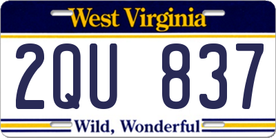 WV license plate 2QU837