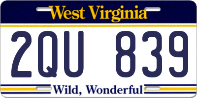 WV license plate 2QU839