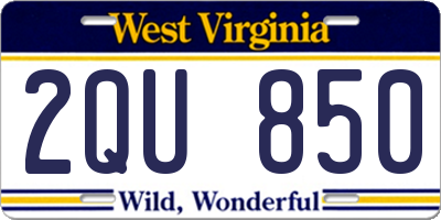 WV license plate 2QU850