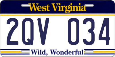 WV license plate 2QV034