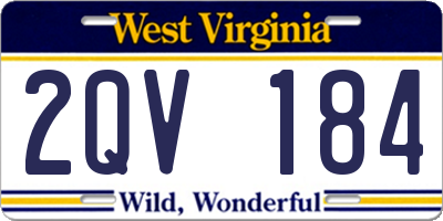 WV license plate 2QV184