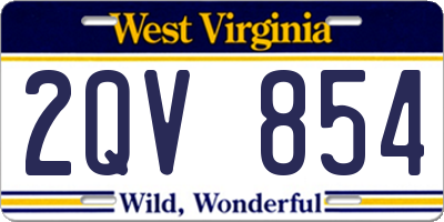 WV license plate 2QV854