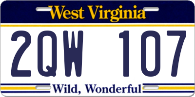 WV license plate 2QW107