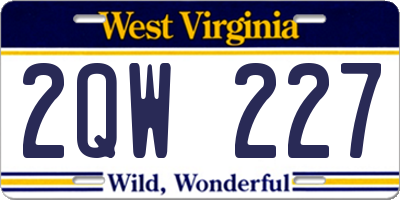 WV license plate 2QW227
