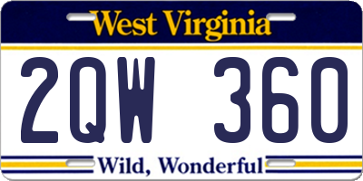 WV license plate 2QW360