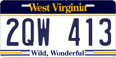 WV license plate 2QW413