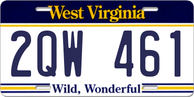 WV license plate 2QW461
