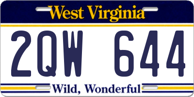 WV license plate 2QW644