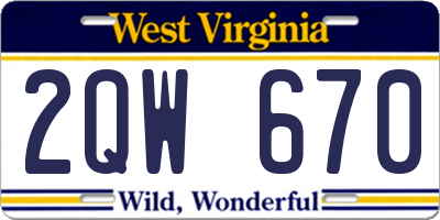 WV license plate 2QW670