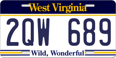 WV license plate 2QW689