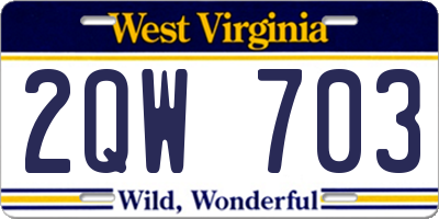 WV license plate 2QW703